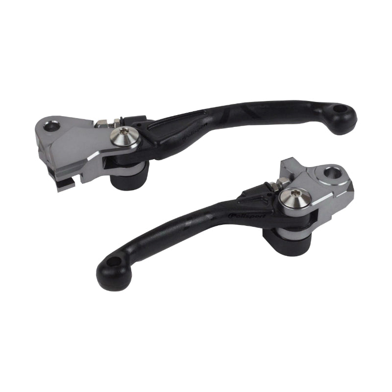 LEVIER DE FREIN-EMBRAYAGE MOTO OFF ROAD RETRACTABLE-PIVOT INCASSABLE YAMAHA 125, 250 YZ 2015+, 250, 450 YZ F 2009+, 250 YZ FX 2020+, 450 YZ FX 2019+ NOIR (PAIRE)  -POLISPORT-