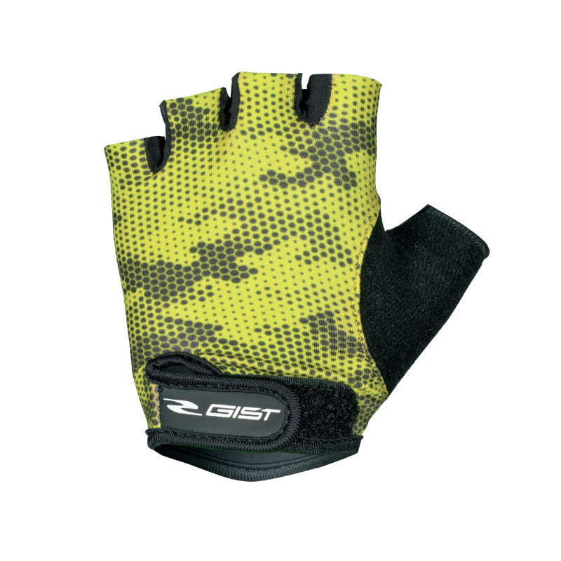 KID COURT GIST FLUORESCENT YELLOW-BLACK CHILDREN'S CYCLING GLOVES S (PAIR ON CARD) WITH VELCRO -8158