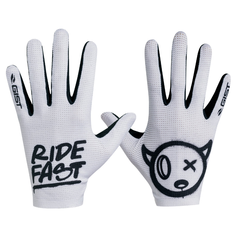 GANTS VELO VTT LONG GIST FASTER RIDE FAST BLANC   S (PAIRE SUR CARTE) SANS VELCRO COMPATIBLE ECRAN TACTILE  -5551