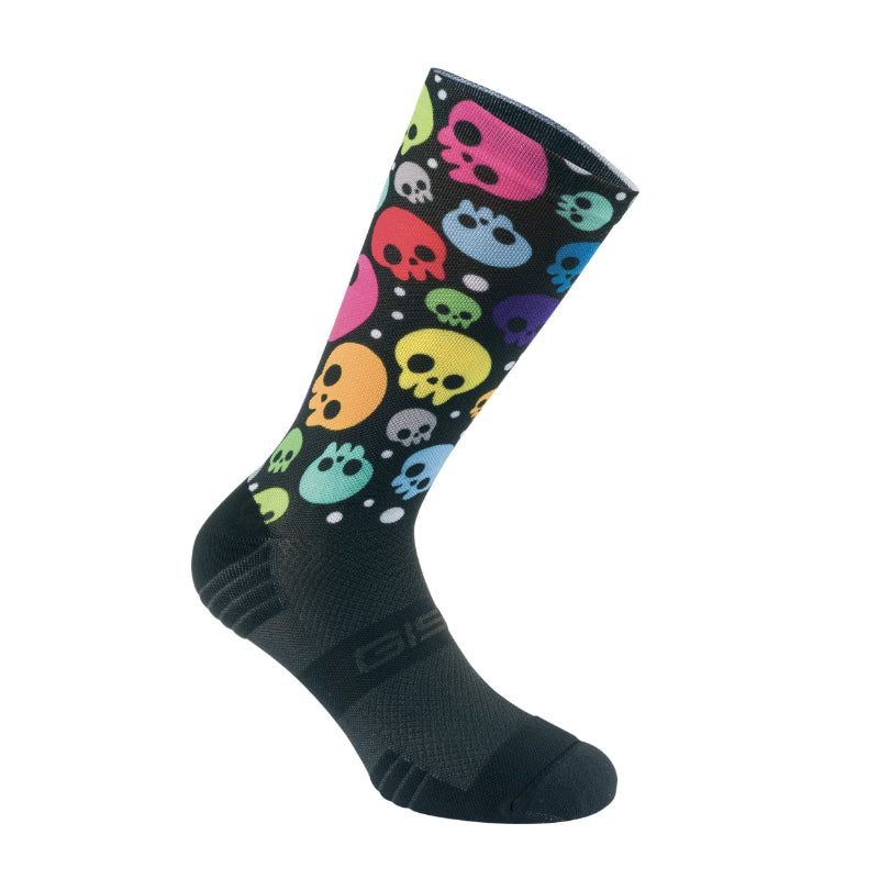 SUMMER SOCKS GIST BLACK SKULL BLACK AND MUTICOLOR DESIGN 43-47 ECOLOGICAL - HEIGHT 22 cm (PAIR) -5868