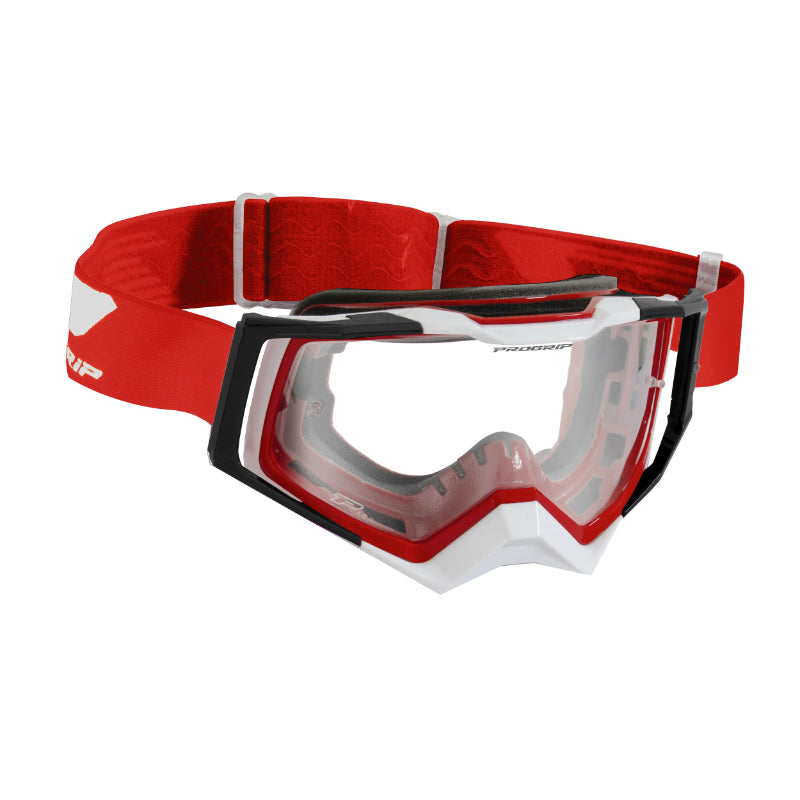 CROSS PROGRIP 3309 TR RAPID RED-WHITE-BLACK GOGGLES-MASK WITH TRANSPARENT ANTI-SCRATCH-ANTI UV-ANTI-FOG SCREEN (CE-EN-NO. AC-96025 REV.2 APPROVED)