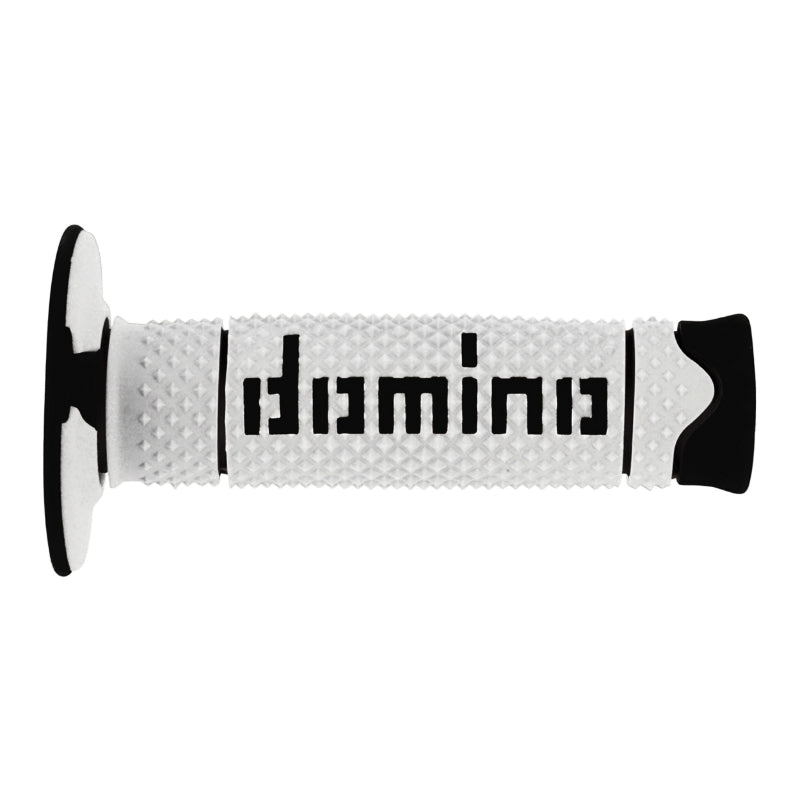 REVETEMENT POIGNEE DOMINO MOTO OFF ROAD A260 BLANC-NOIR CLOSED END 120mm (PAIRE)