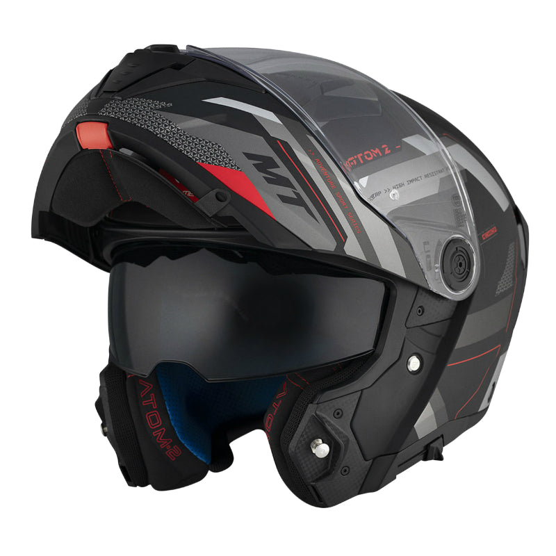 CASQUE MODULABLE MT ATOM 2 SV BAST D5 DOUBLE ECRANS NOIR-GRIS MAT    XS (ECE 22.06 P-J)