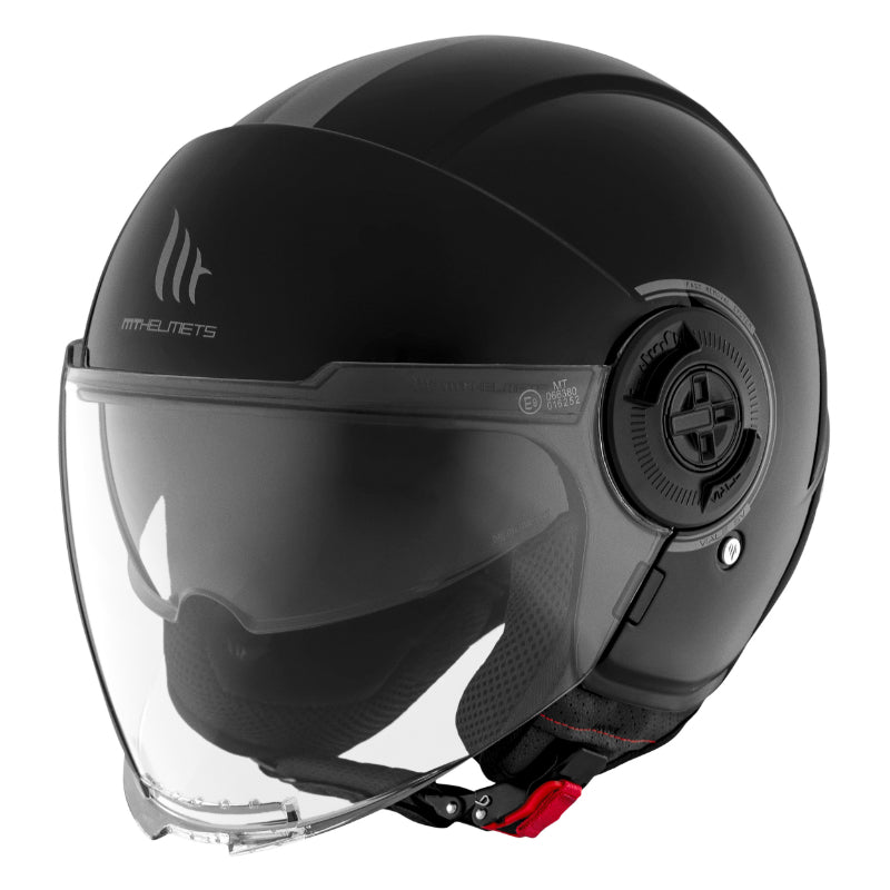 CASQUE JET MT VIALE SV S DOUBLE ECRANS UNI NOIR BRILLANT     XXS (ECE 22.06)