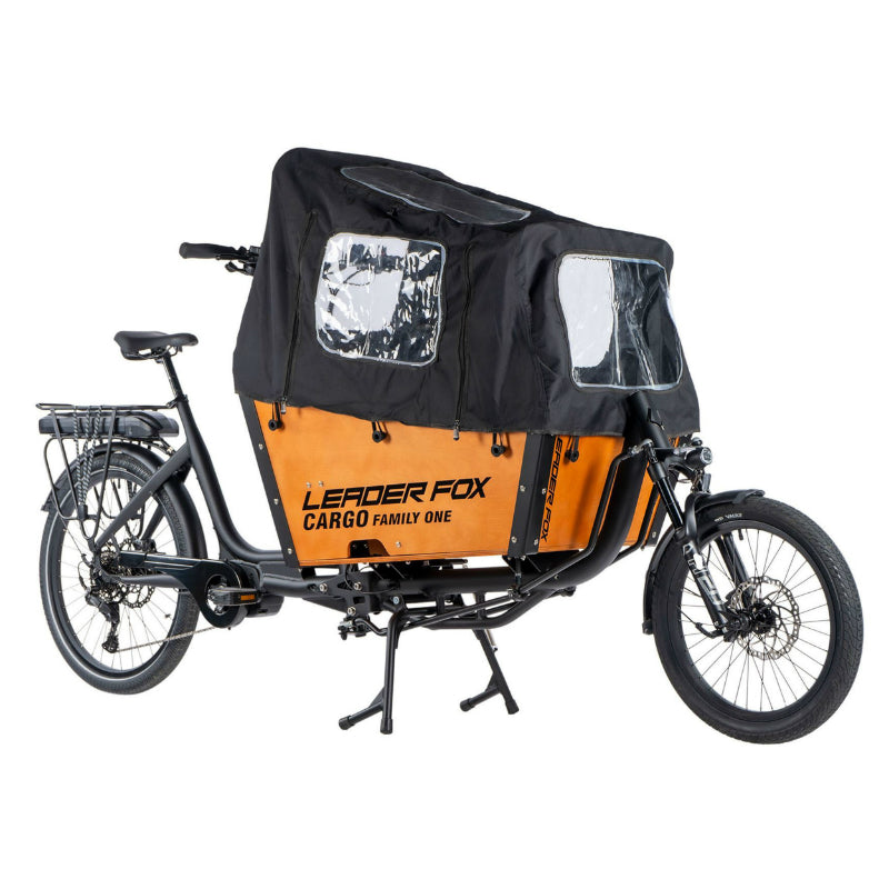 VELO ELECTRIQUE-VAE CARGO 20-26 LEADER FOX E-BIKE FAMILY ONE 2024 MIXTE NOIR MAT 9V MOTEUR CENTRAL BAFANG M420 36V 80Nm BATTERIE 20Ah -OFFRE DE LANCEMENT 2023-