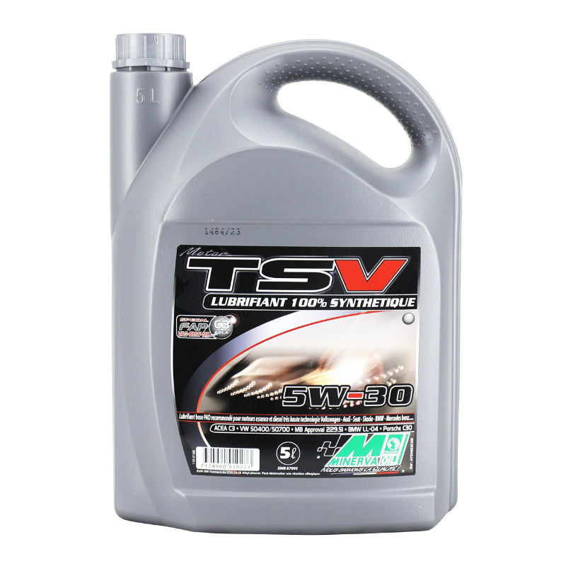 HUILE MOTEUR 4 TEMPS MINERVA AUTO SYNTHESE TSV  5W30 (100% SYNTHESE POUR MOTEURS FAP DIESEL ET ESSENCE) (5L)