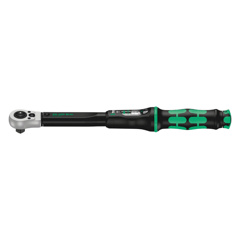 CLE DYNAMOMETRIQUE WERA CLICK TORQUE C2 CARRE 1-2 SERRAGE DE 20 A 100 Nm NOIR-VERT (VENDU A L'UNITE)  -MARQUE ALLEMANDE POUR LES ATELIERS-