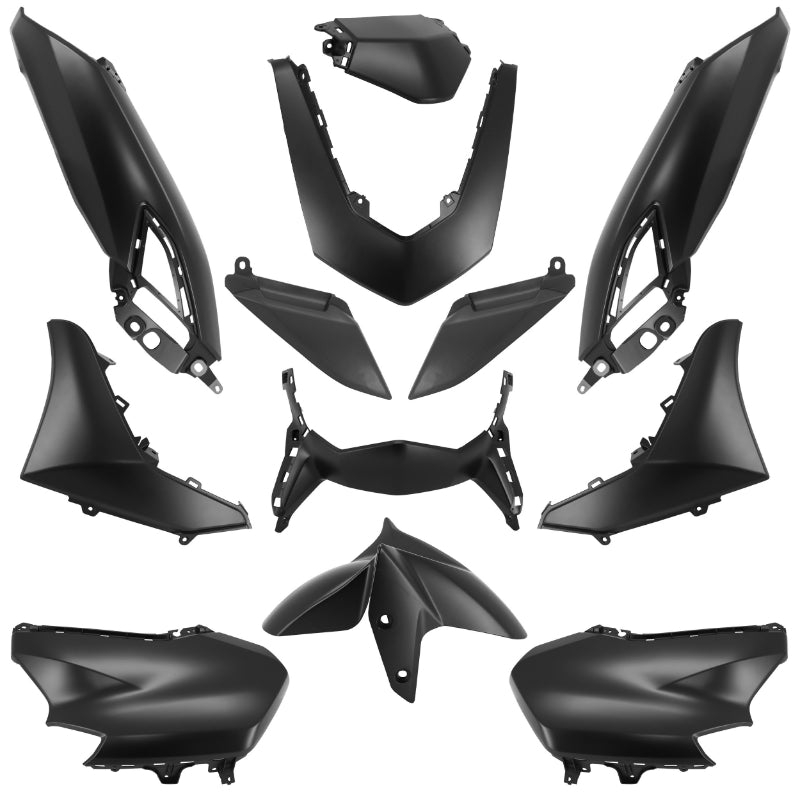 CARROSSERIE-CARENAGE MAXISCOOTER ADAPTABLE YAMAHA 125 N-MAX 2021+ NOIR MAT (KIT 12 PIECES)  -P2R-