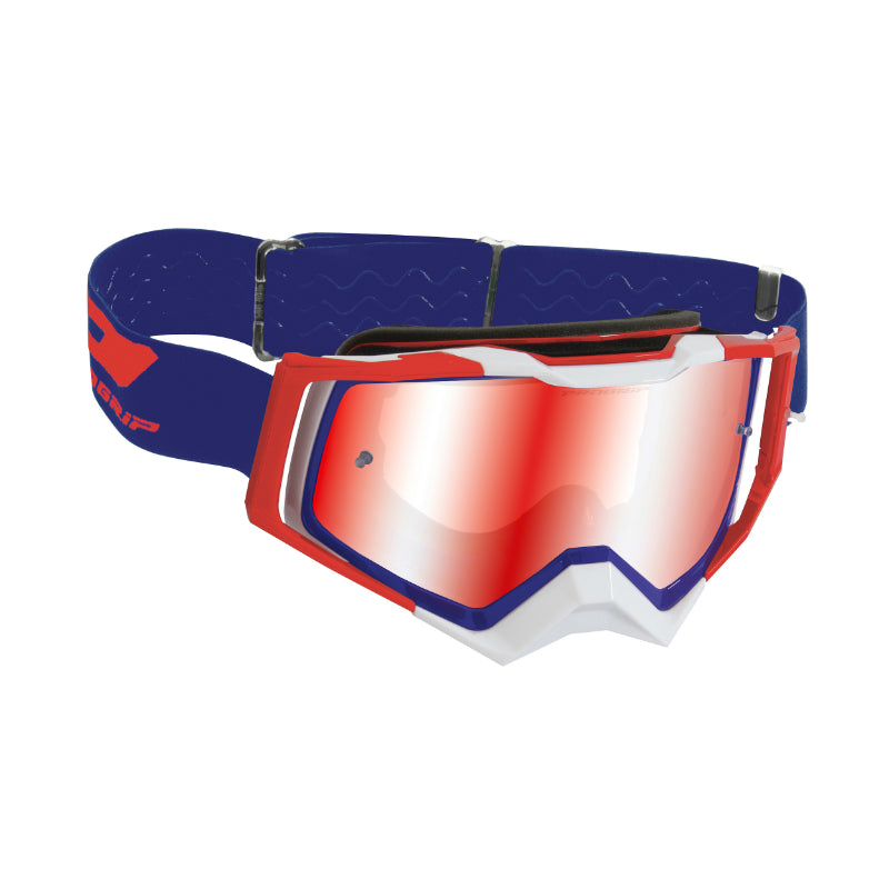 CROSS PROGRIP 3309 FL RAPID MULTILAYERED BLUE-RED-WHITE GOGGLES-MASK RED MIRROR SCREEN ANTI-SCRATCH-ANTI UV-ANTI-FOG (CE-EN-NO. AC-96025 REV.2 APPROVED)