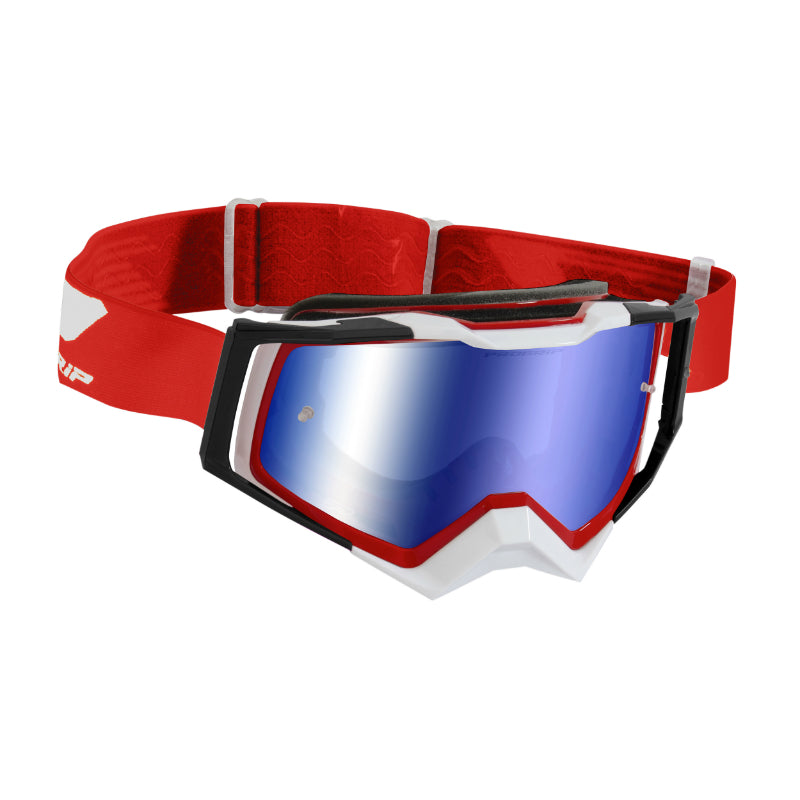 CROSS PROGRIP 3309 FL RAPID MULTILAYERED RED-WHITE-BLACK GOGGLES-MASK WITH BLUE MIRROR SCREEN ANTI-SCRATCH-ANTI UV-ANTI-FOG (CE-EN-NO. AC-96025 REV.2 APPROVED)