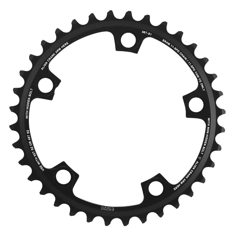 ROAD CHAINRING 5BRA D.110 FOR SRAM ORIGINAL 36T INTERIOR RED-FORCE-RIVAL 22 YAW ALU BLACK 11V.