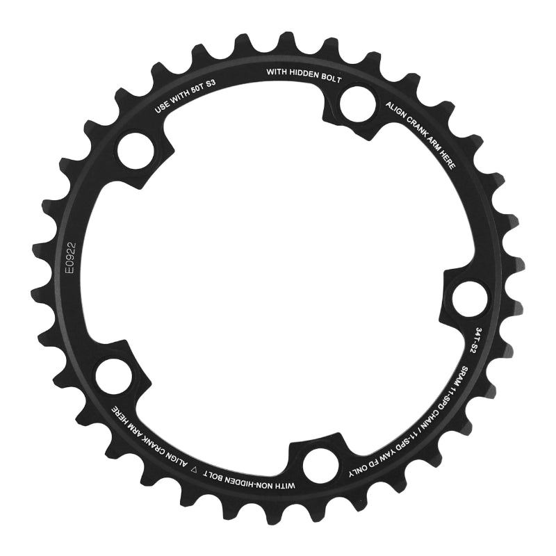 ROAD CHAINRING 5BRA D.110 FOR SRAM ORIGINAL 34T INTERIOR RED-FORCE-RIVAL 22 YAW ALU BLACK 11V.