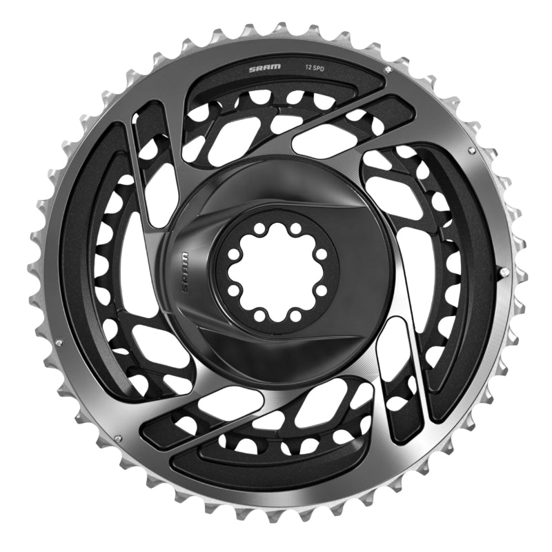 DIRECT MOUNT ROAD CHAINRING FOR SRAM ORIGINAL 48-35T INTERIOR+EXTERIOR RED 2x12V. BLACK ALU