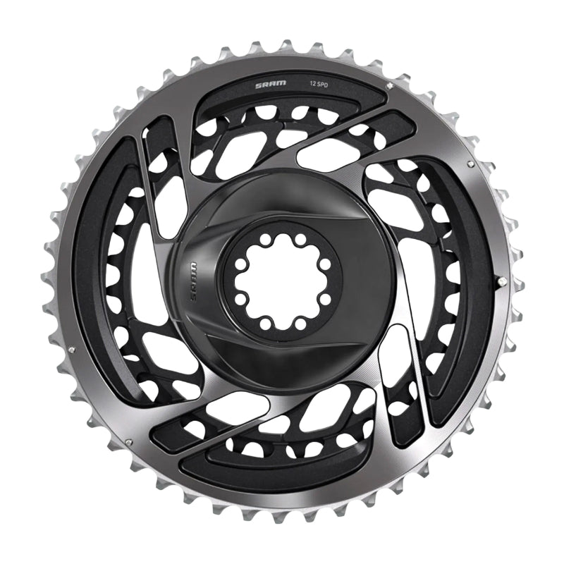 DIRECT MOUNT ROAD CHAINRING FOR SRAM ORIGINAL 46-33T INTERIOR+EXTERIOR RED 2x12V. BLACK ALU