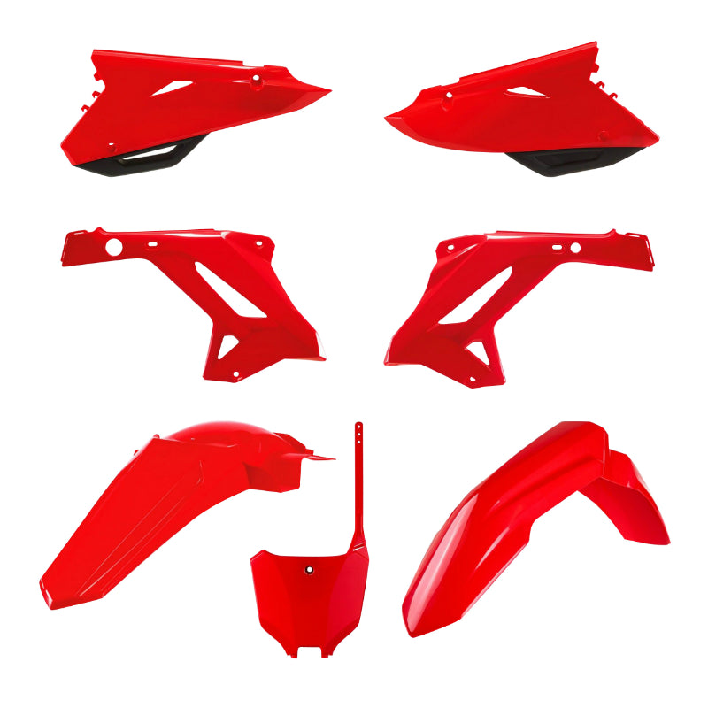 CARROSSERIE-CARENAGE MOTO MX RESTYLING HONDA 125, 250 CR 2002+2007 ROUGE (COULEUR OEM) (KIT PLASTIQUES 7 PIECES)  -POLISPORT-