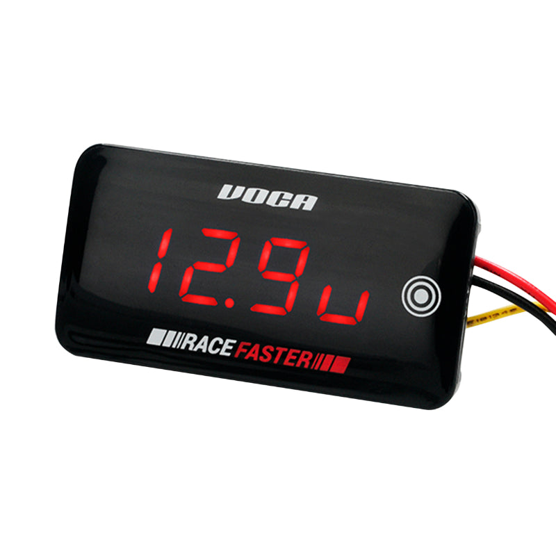 THERMOMETRE DIGITAL ET VOLTMETRE VOCA RACE FASTER SLIM TOUCH POUR LE CIRCUIT DE REFROIDISSEMENT LIQUIDE 0-120°C ECLAIRAGE LED ROUGE