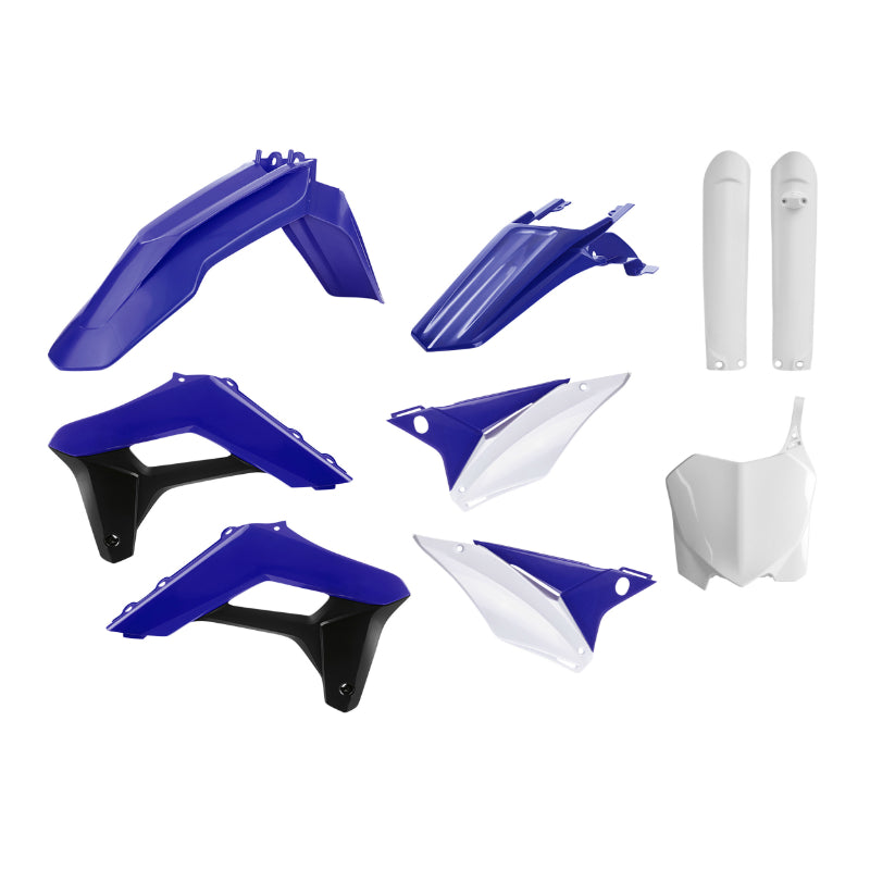 CARROSSERIE-CARENAGE MOTO MX SHERCO 125, 250, 300 SC, 250, 300, 450, 500 SCF 2019+2023 BLEU-BLANC-NOIR (COULEUR OEM) (KIT PLASTIQUES 9 PIECES)  -POLISPORT-