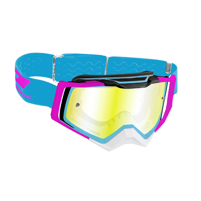 CROSS PROGRIP 3309 FL RAPID MULTILAYERED LIGHT BLUE-FUCHSIA-BLACK GOGGLES-MASK WITH YELLOW MIRROR SCREEN ANTI-SCRATCH-ANTI UV-ANTI-FOG (CE-EN-NO. AC-96025 REV.2 APPROVED)