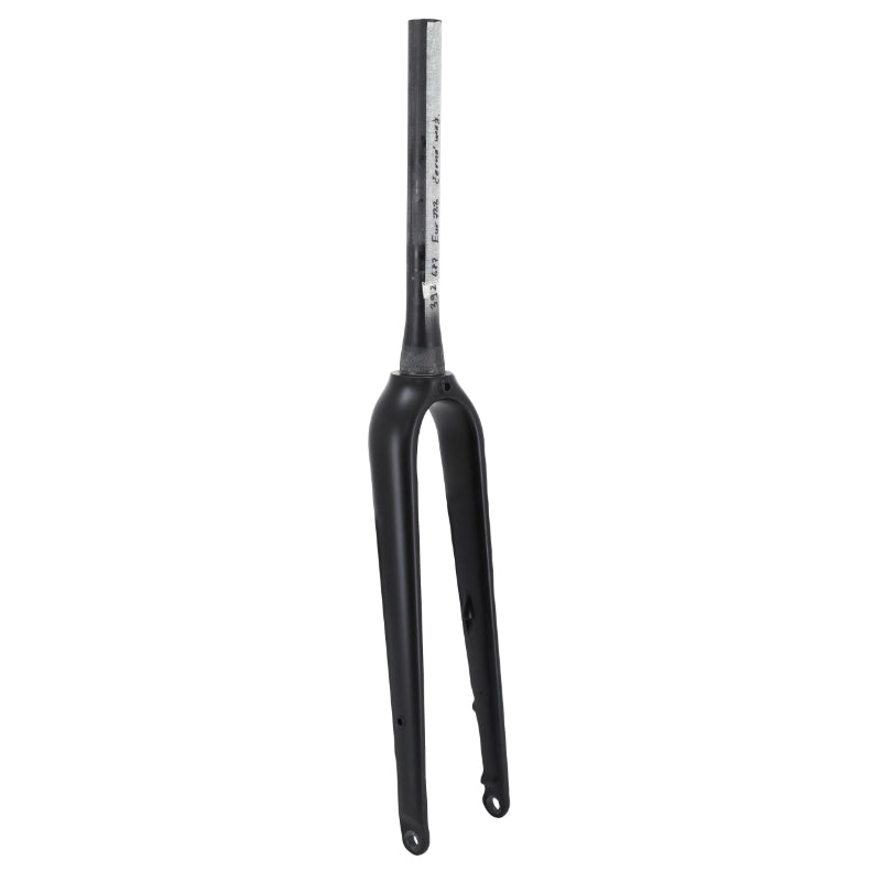 FOURCHE ROUTE 700C CARBONE CINTREE PIVOT ALU CONIQUE LISSE 1"1-2 EN BAS et 1"1-8-28,6 EXTERIEUR POUR AXE TRAVERSANT