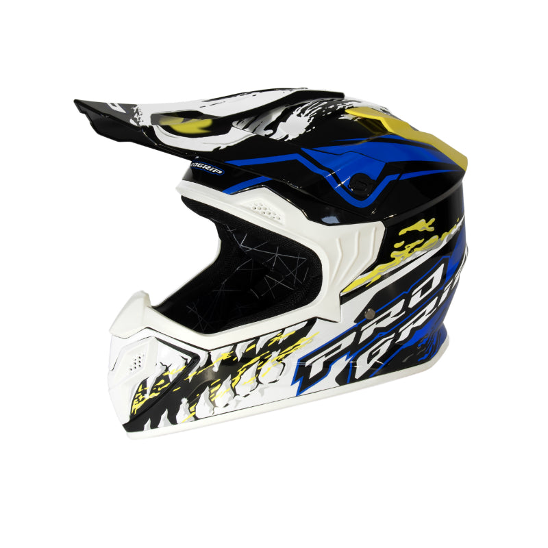 CASQUE ENFANT CROSS PROGRIP 3009 BLEU-JAUNE FLUO    YS (ECE 22.06)