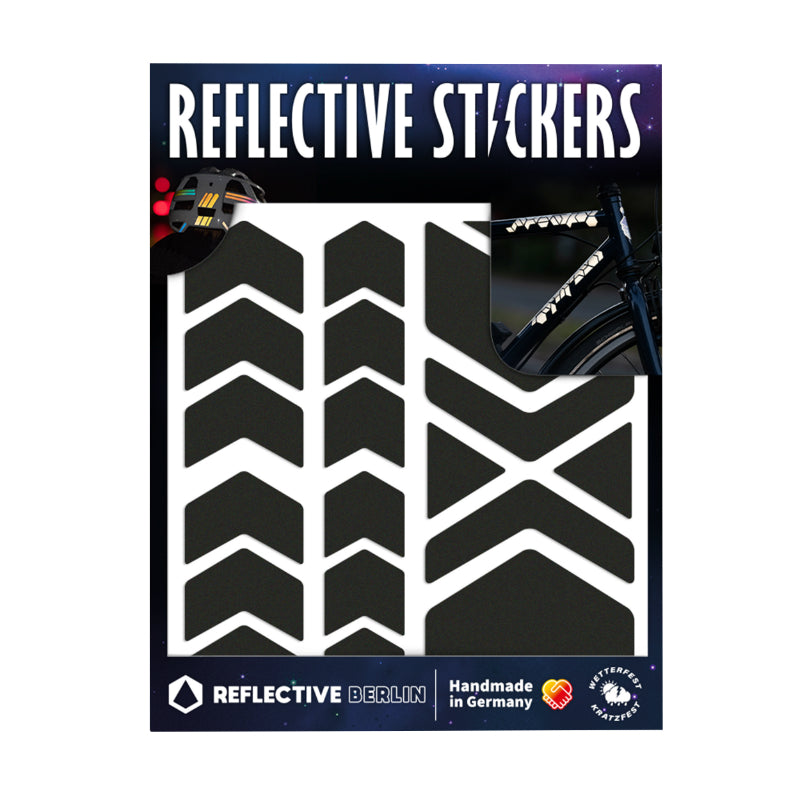 REFLECTERENDE STICKER-STICKER VOOR FIETSEN, ZWARTE PIJL-CHEVRON MODEL HELM (BOARD) -REFLECTERENDE BERLIJN-