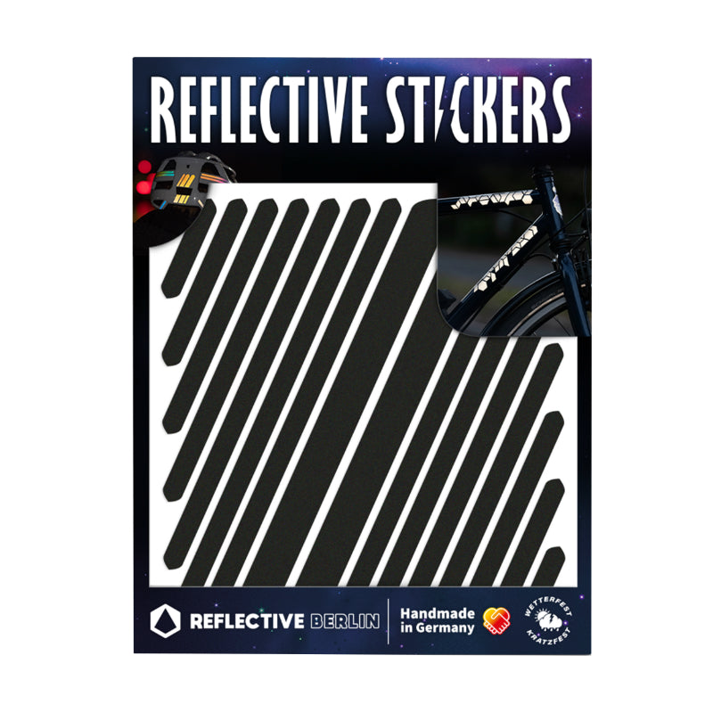 REFLECTERENDE KLEEF-STICKER VOOR FIETSEN, HELMMODEL UNIVERSELE ZWARTE STRIPS (BOARD) -REFLECTERENDE BERLIN-