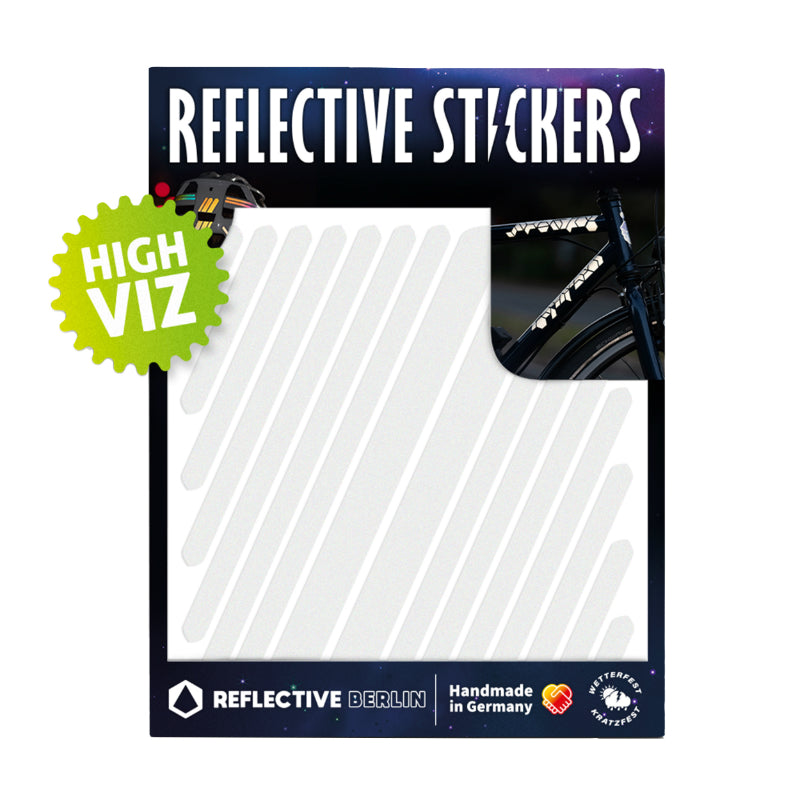 REFLECTERENDE KLEEF-STICKER VOOR FIETSEN, HELM UNIVERSELE STRIPS MODEL WIT (BOARD) -REFLECTERENDE BERLIN-