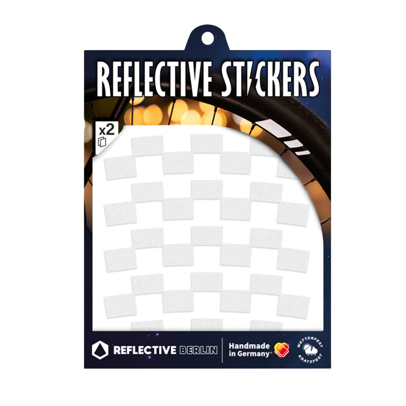 REFLECTIVE STICKER FOR BICYCLE WHEEL HEIGHT 20mm WHITE CHECKER MODEL (SHEET) -REFLECTIVE BERLIN-