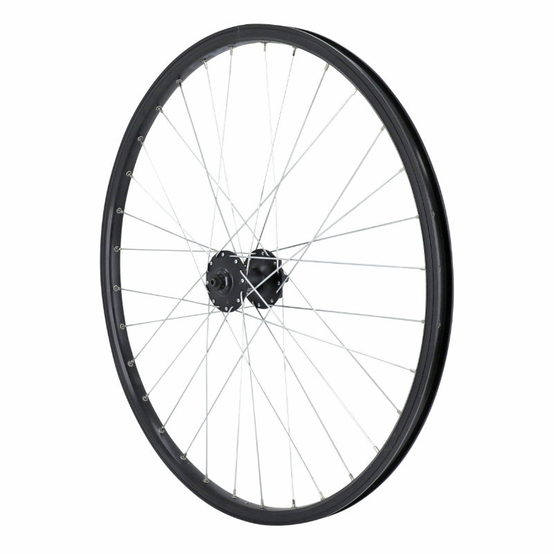 ROUE VTT DISQUE BLOCAGE 26" M260 AVANT NOIR DOUBLE PAROI OEILLET MOYEU SHIMANO M475 DISQUE 6 TROUS RAYON ARGENT