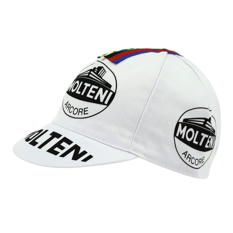 CASQUETTE VELO EQUIPE VINTAGE MOLTENI CHAMPION DU MONDE BLANC