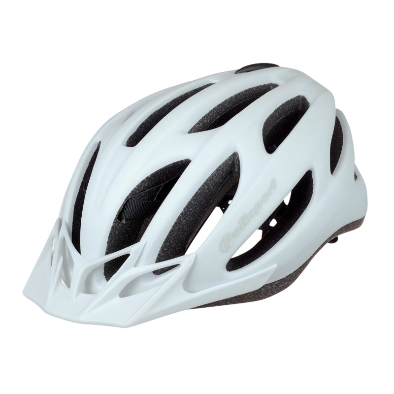 POLISPORT SPORT FLOW IN-MOLD ADULT CITY BICYCLE HELMET MATT WHITE WITH WHITE VISOR SIZE 54-58 QUICK LOCK SYSTEM