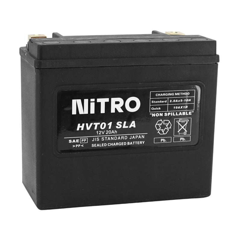 BATTERIE 12V 18 Ah HVT 01 NITRO SLA AGM SANS ENTRETIEN PRETE A L'EMPLOI  (Lg176xL87xH155mm) (HARLEY OEM: 65989-97)