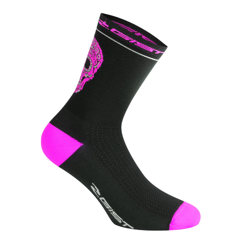 ZOMERSOKKEN-SOKKEN GIST SCHEDEL ZWART-FLUO ROZE 36-39 - HOOGTE 18CM (PAAR) -5860