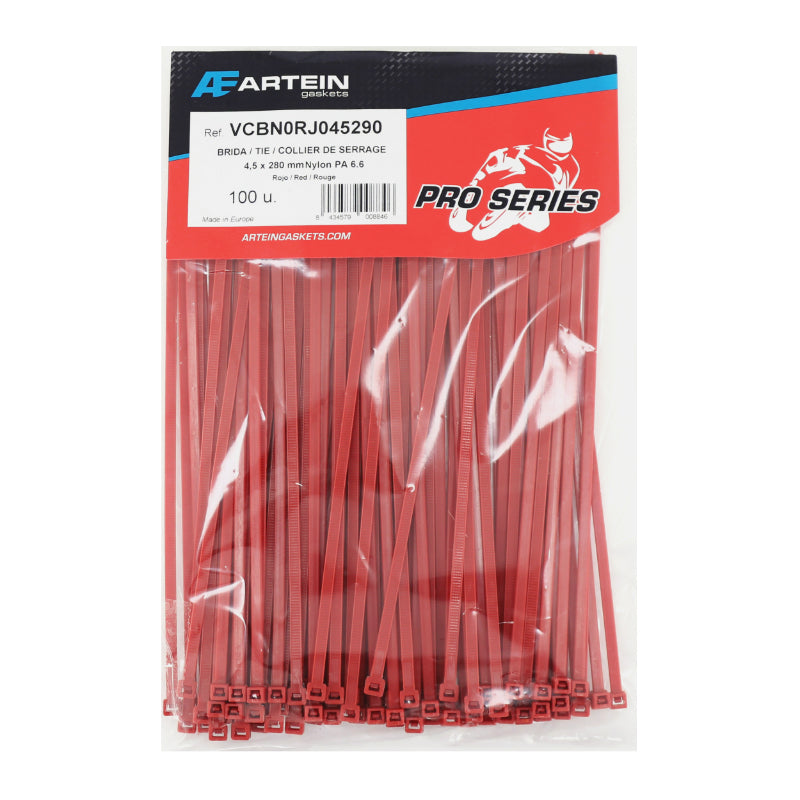 ARTEIN RILSAN TYPE NYLON KLEM 4,5x280 mm ROOD (VERKOCHT PER 100) -PRO SERIE-