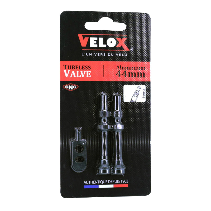 PRESTA VELOX ALU ZWART TUBELESS BANDVENTIEL 44 mm VERWIJDERBARE SHELL (VERKOCHT IN HET PAAR OP KAART)