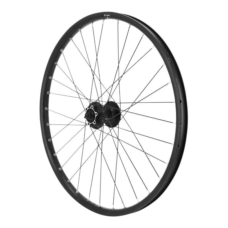 ROUE VTT DISQUE BLOCAGE 24" KARGO - VAE - E-BIKE M650 TUBELESS READY AVANT NOIR DOUBLE PAROI MOYEU SHIMANO M475 DISQUE 6 TROUS (RENFORCE) JANTE 25C 32 RAYONS GALVANISE