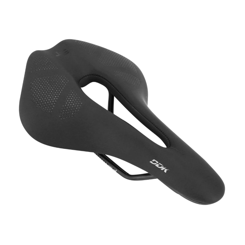 SELLE NEWTON ROUTE-GRAVEL NOIR MAD SAD3 AVEC TROU CENTRAL 258x157mm RAIL ACIER NOIR