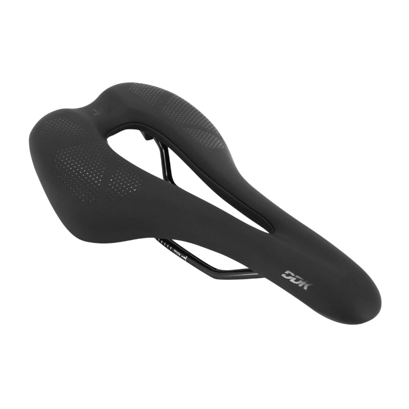 SELLE NEWTON ROUTE-VTT NOIR MAD SAD1 AVEC TROU CENTRAL 269x140mm RAIL ACIER NOIR