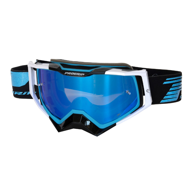 CROSS PROGRIP 3309 FL RAPID MULTILAYERED LIGHT BLUE-BLACK-WHITE GOGGLES-MASK BLUE MIRROR SCREEN ANTI-SCRATCH-ANTI UV-ANTI-FOG (CE-EN-NO. AC-96025 REV.2 APPROVED)