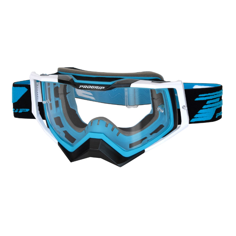 CROSS PROGRIP 3309 TR RAPID GOGGLES-MASK LIGHT BLUE-BLACK-WHITE TRANSPARENT SCREEN ANTI-SCRATCH-ANTI UV-ANTI-FOG (CE-EN-NO. AC-96025 REV.2 APPROVED)