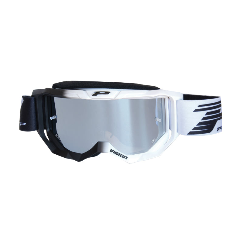 MASQUE-LUNETTES CROSS PROGRIP 3300 FL VISION MULTILAYERED NOIR-BLANC ECRAN MIROIR ARGENT ANTI-RAYURES-ANTI U.V.-ANTI-BUEE (HOMOLOGUE CE-EN-N° AC-96025 REV.2)