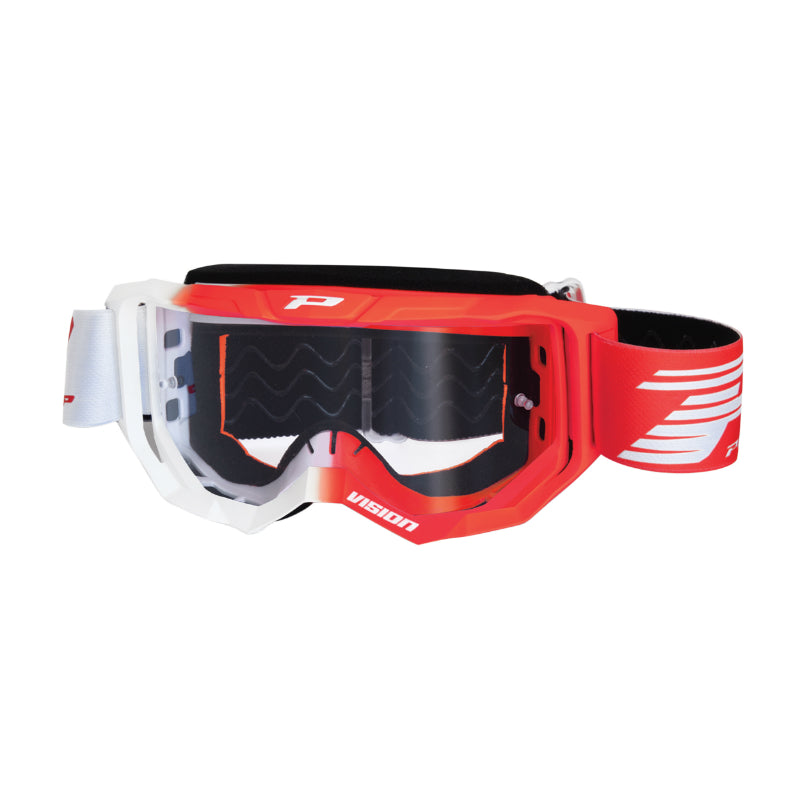 CROSS PROGRIP 3300 TR VISION WHITE-RED GOGGLES-MASK WITH TRANSPARENT ANTI-SCRATCH-ANTI UV-ANTI-FOG SCREEN (CE-EN-NO. AC-96025 REV.2 APPROVED)