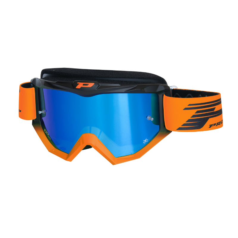 MASQUE-LUNETTES CROSS PROGRIP 3201 FL ATZAKI MULTILAYERED NOIR-ORANGE ECRAN MIROIR JAUNE ANTI-RAYURES-ANTI U.V. COMPATIBLE AVEC PORT LUNETTES DE VUE (HOMOLOGUE CE-EN AC-12072 REV.1)