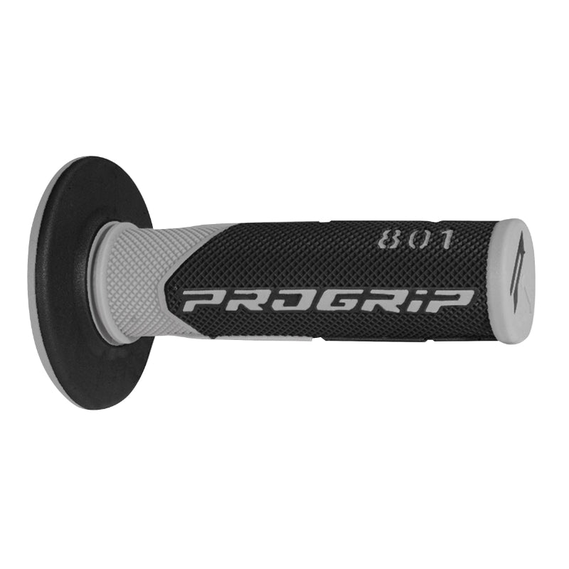 PROGRIP MOTO OFF ROAD 801 DUBBELE DICHTHEID GRIJS-ZWART BASIS GESLOTEN EINDE 115 mm GRIP COVERING (CROSS-MX) (PAAR)