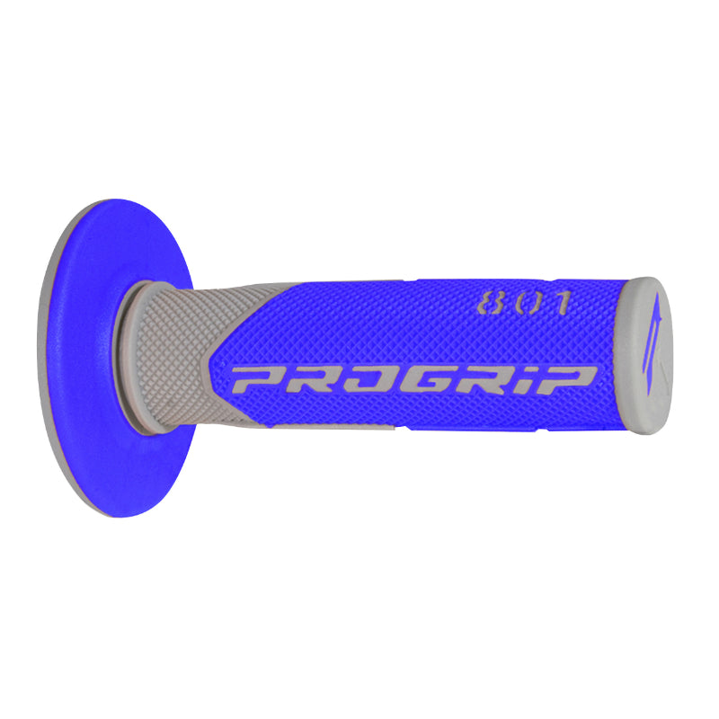 PROGRIP MOTORCYCLE OFF ROAD 801 DOUBLE DENSITY GREY-BLUE BASE CLOSED END HANDLE COATING 115mm (CROSS-MX) (PAIR)