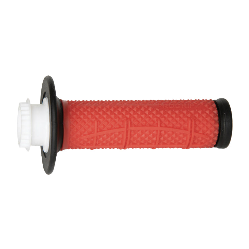 PROGRIP MOTO OFF ROAD 809 ENKELE DICHTHEID ZWART-ROOD GESLOTEN EINDHENDEL BEDEKEND 115 mm (MET SLOT AAN - GELEVERD MET 7 2T of 4T EINDEINDEN) (CROSS-MX) (PAAR)