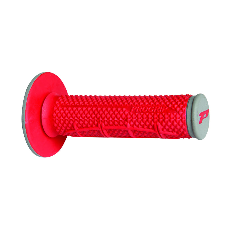 PROGRIP MOTO OFF ROAD 802 GEL MET DUBBEL DICHTHEID GRIJS-ROOD GESLOTEN EINDE 118 mm GRIP COVERING (CROSS-MX) (PAAR)