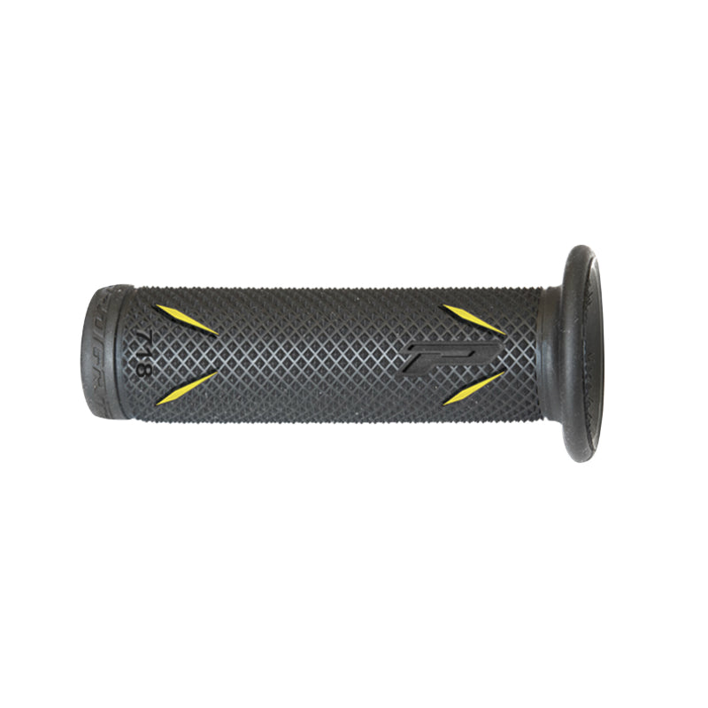 REVETEMENT POIGNEE PROGRIP MOTO ON ROAD 718 DOUBLE DENSITE NOIR-JAUNE CLOSED END 122mm (PAIRE)