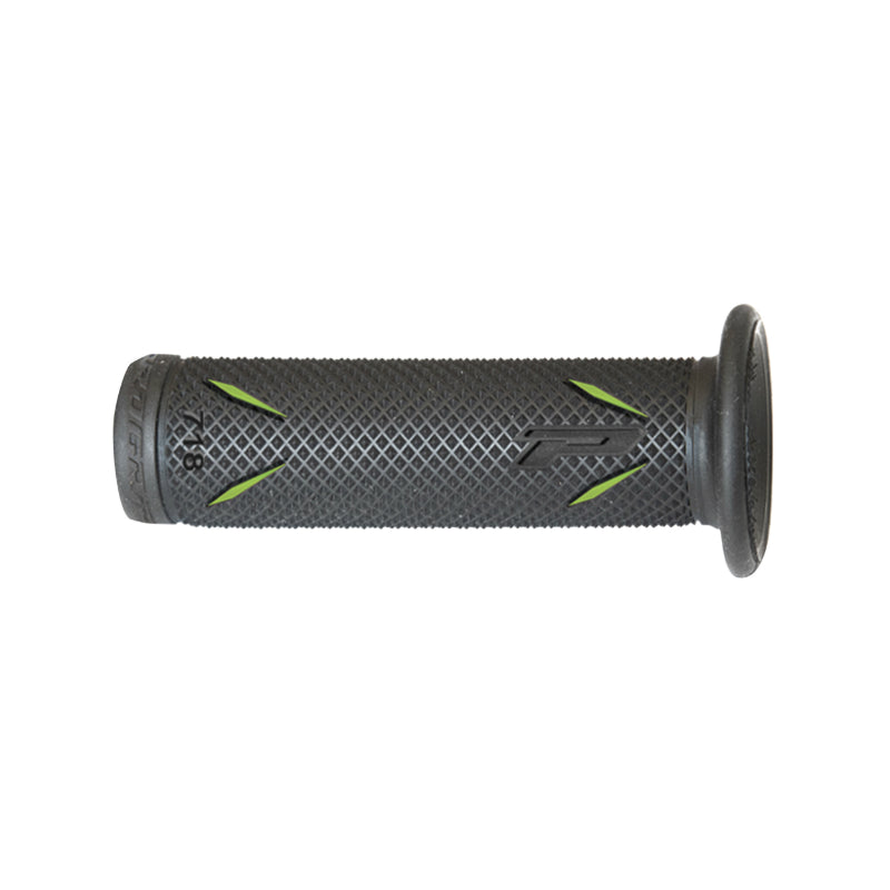 REVETEMENT POIGNEE PROGRIP MOTO ON ROAD 718 DOUBLE DENSITE NOIR-VERT CLOSED END 122mm (PAIRE)