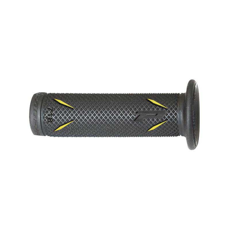 REVETEMENT POIGNEE PROGRIP MOTO ON ROAD 718 DOUBLE DENSITE NOIR-JAUNE OPEN END 122mm (PAIRE)